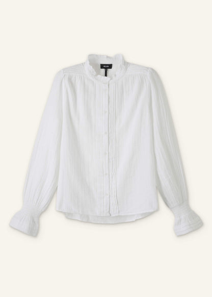 ME+EM White Cheesecloth Pleat Detail Blouse