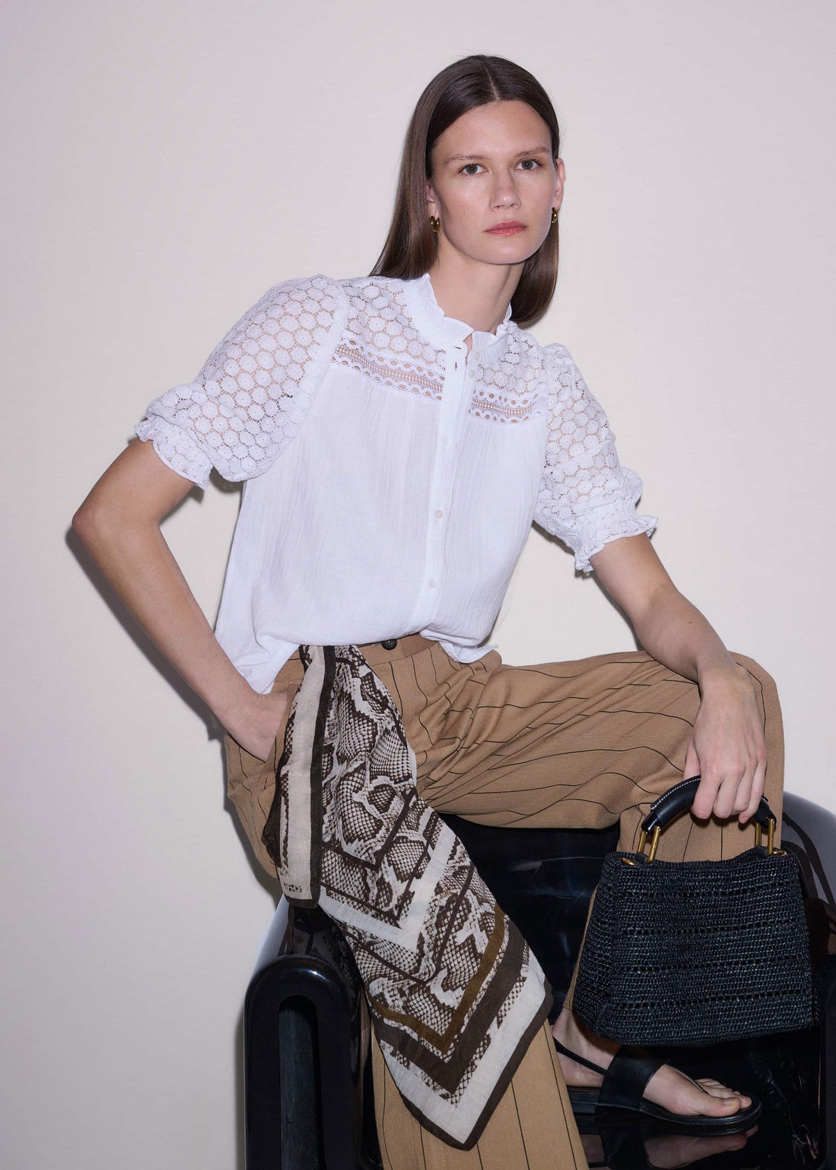 ME+EM White Cheesecloth AM-PM Summer Blouse
