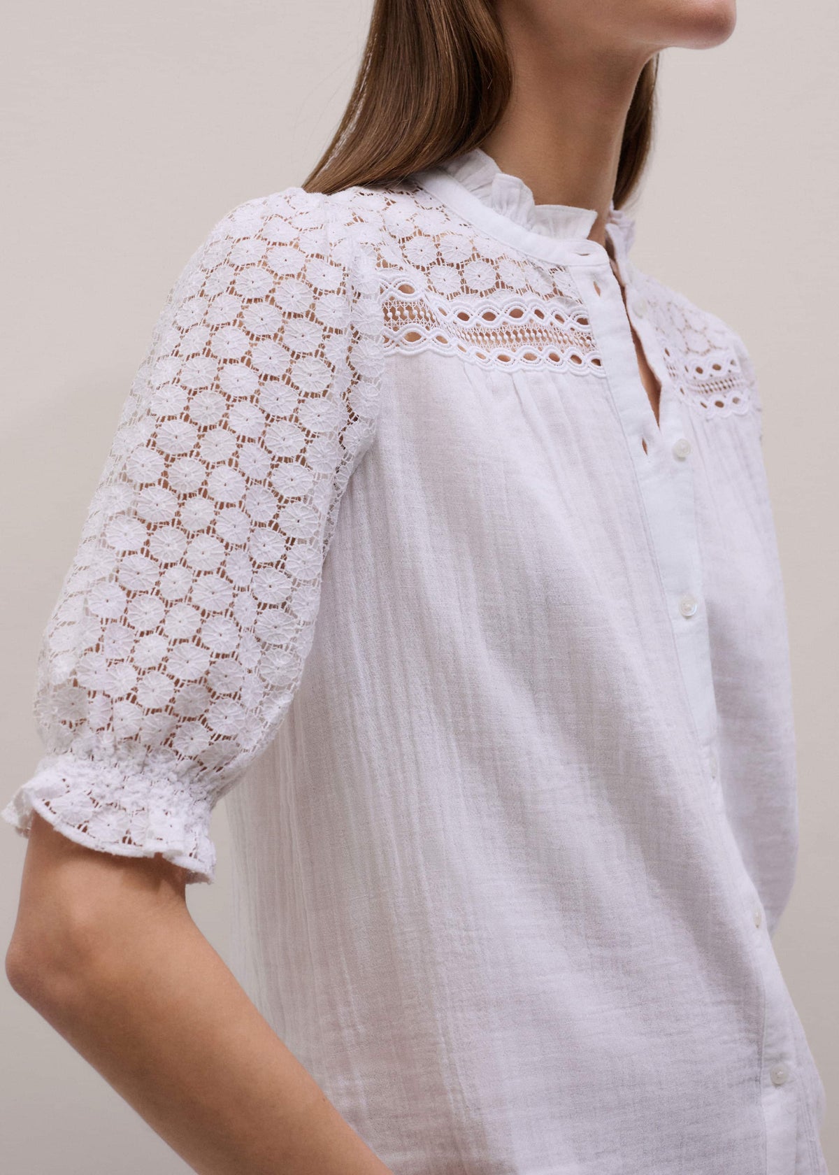 ME+EM White Cheesecloth AM-PM Summer Blouse
