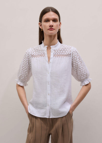 ME+EM White Cheesecloth AM-PM Summer Blouse