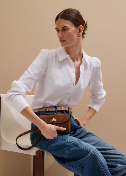 ME+EM White Cheesecloth Trim Detail Shirt