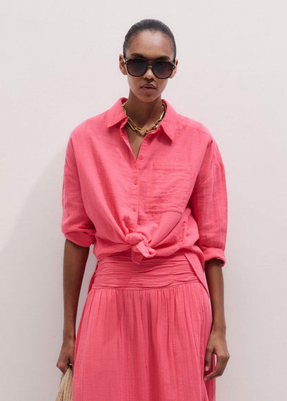 ME+EM Pink Cheesecloth Relaxed Shirt