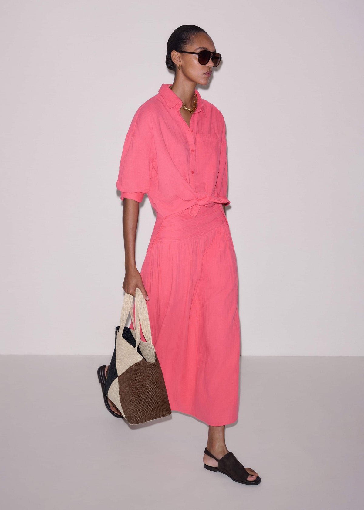 ME+EM Pink Cheesecloth Relaxed Shirt