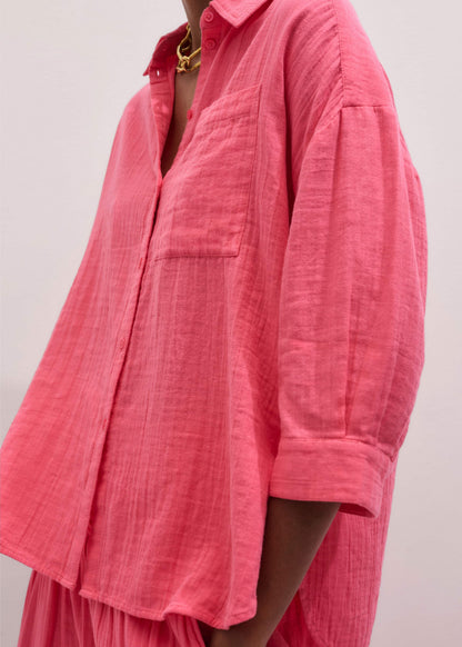 ME+EM Pink Cheesecloth Relaxed Shirt
