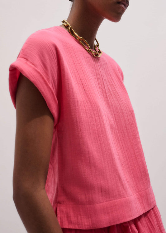ME+EM Pink Cheesecloth Summer T-Shirt