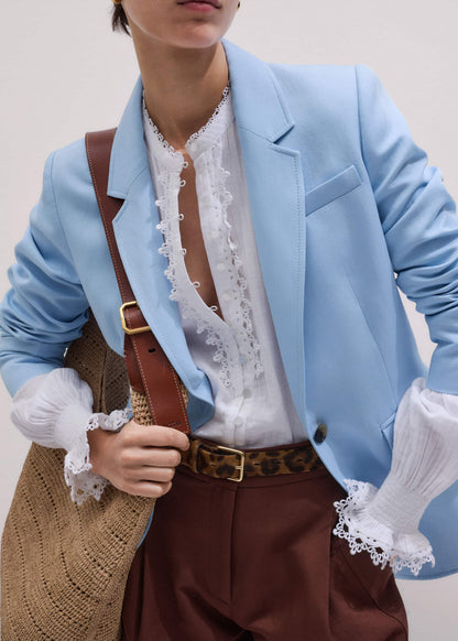 ME+EM White Cheesecloth Intricate Detail Blouse