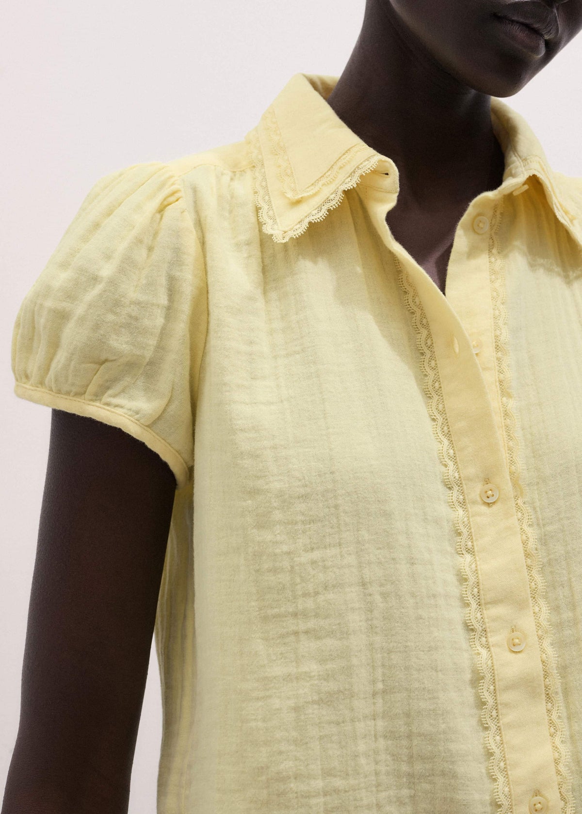 ME+EM Yellow Cheesecloth Straight Summer Blouse