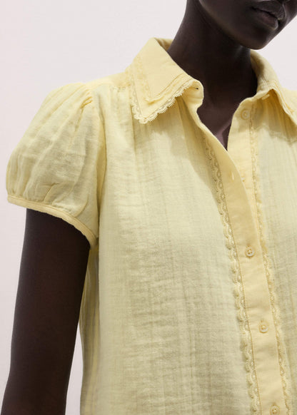 ME+EM Yellow Cheesecloth Straight Summer Blouse