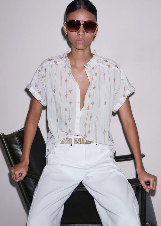 ME+EM White Turn-Up Cuff Blouse