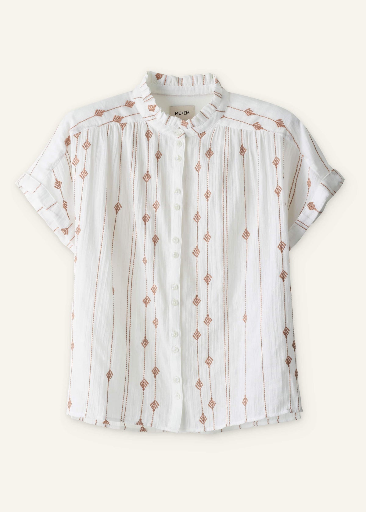 ME+EM White Turn-Up Cuff Blouse