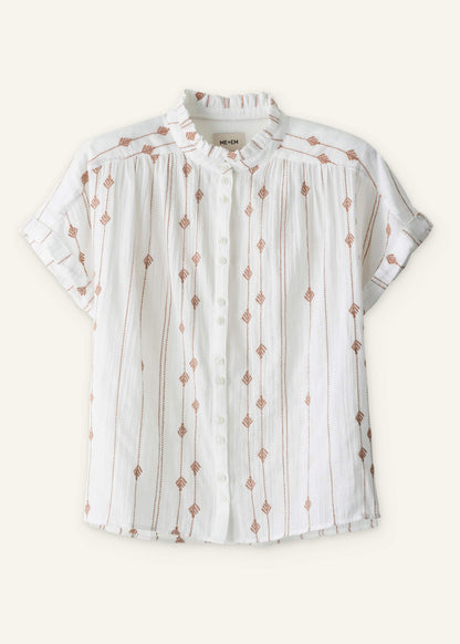 ME+EM White Turn-Up Cuff Blouse