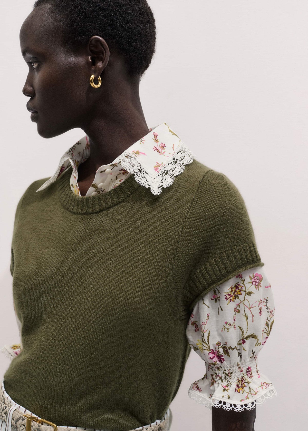 ME+EM Cream Silk Cotton Wild Spring Floral Print Blouse