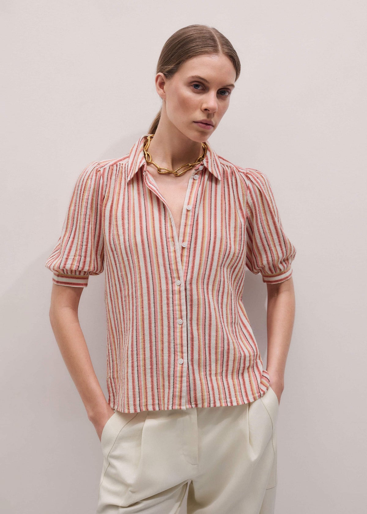ME+EM Pink Stripe Summer Blouse