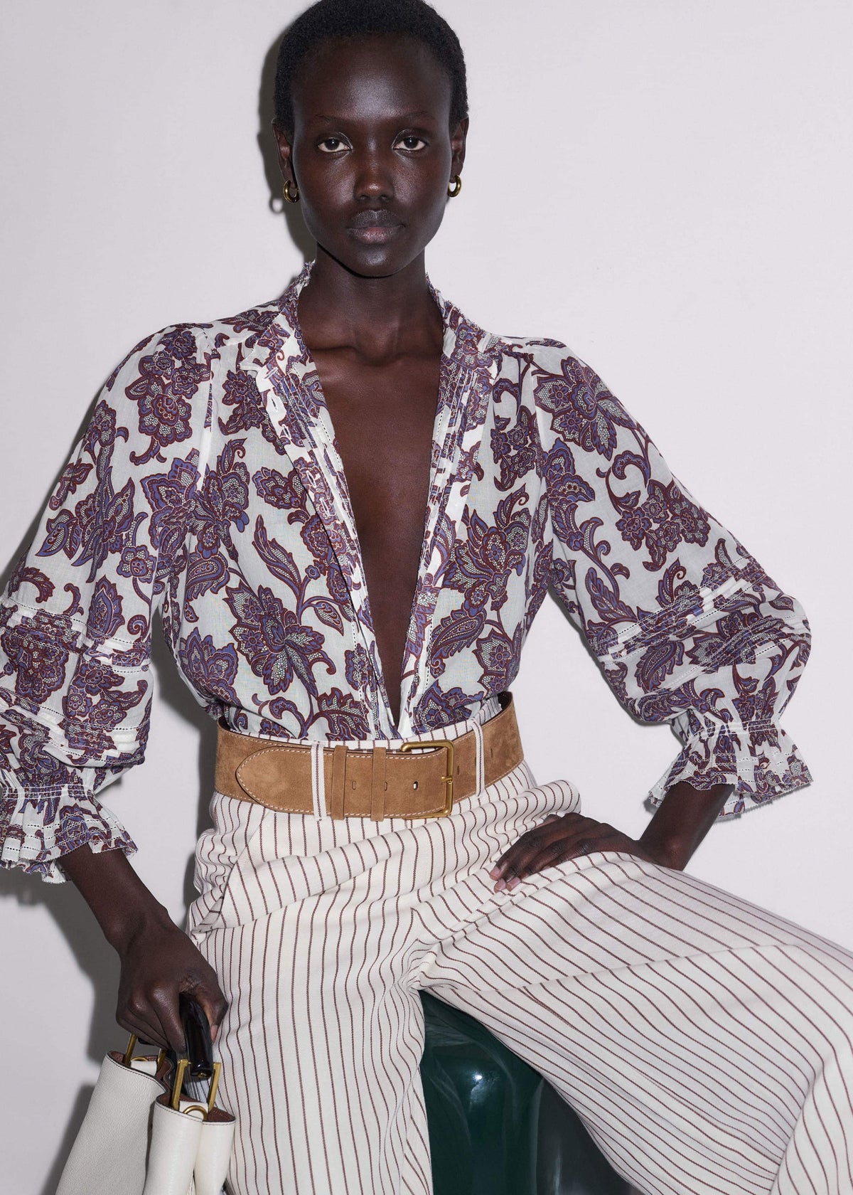 ME+EM Cream Floral Print Blouse