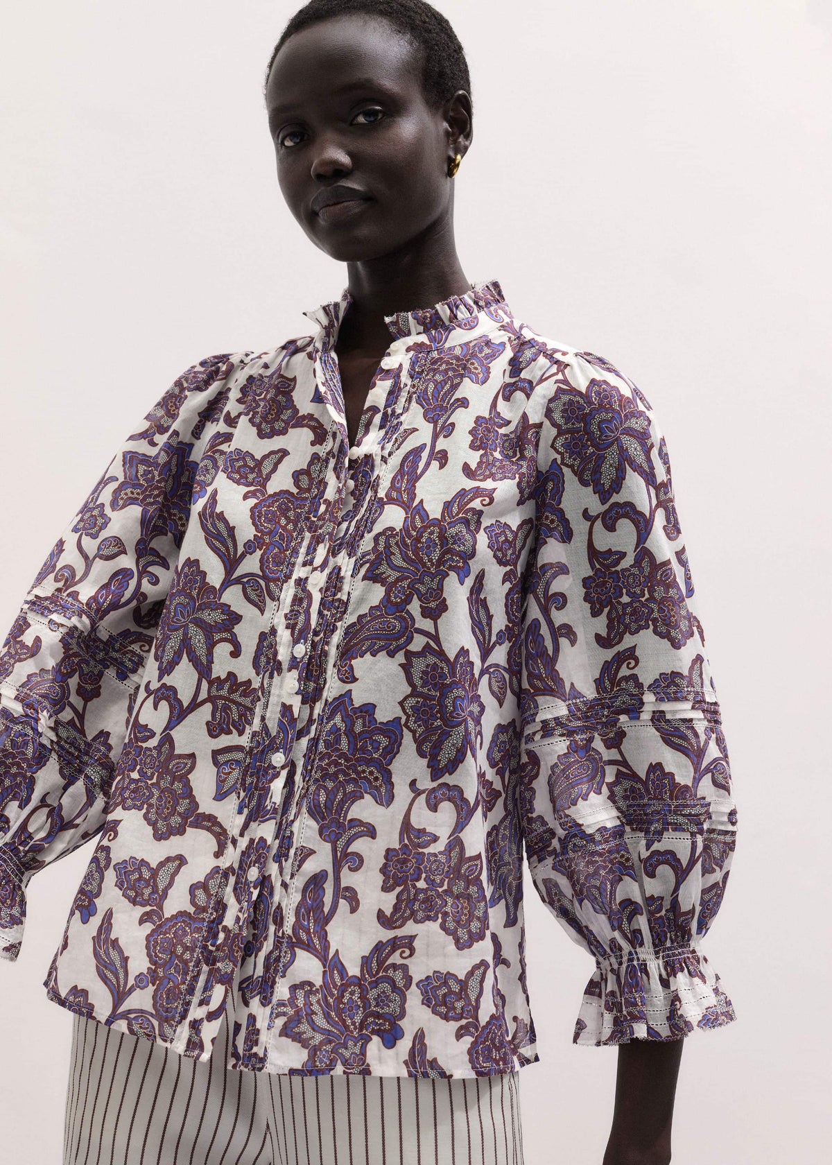 ME+EM Cream Floral Print Blouse