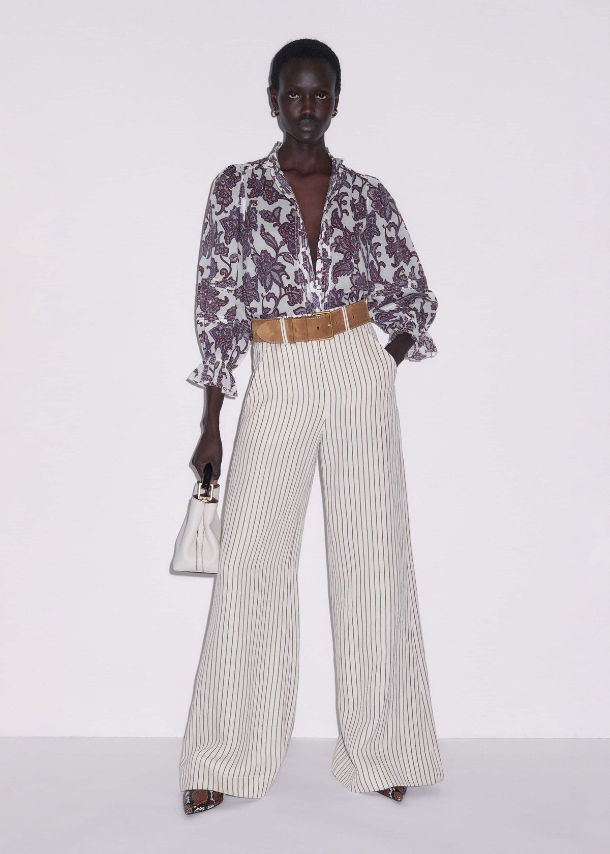 ME+EM Cream Floral Print Blouse