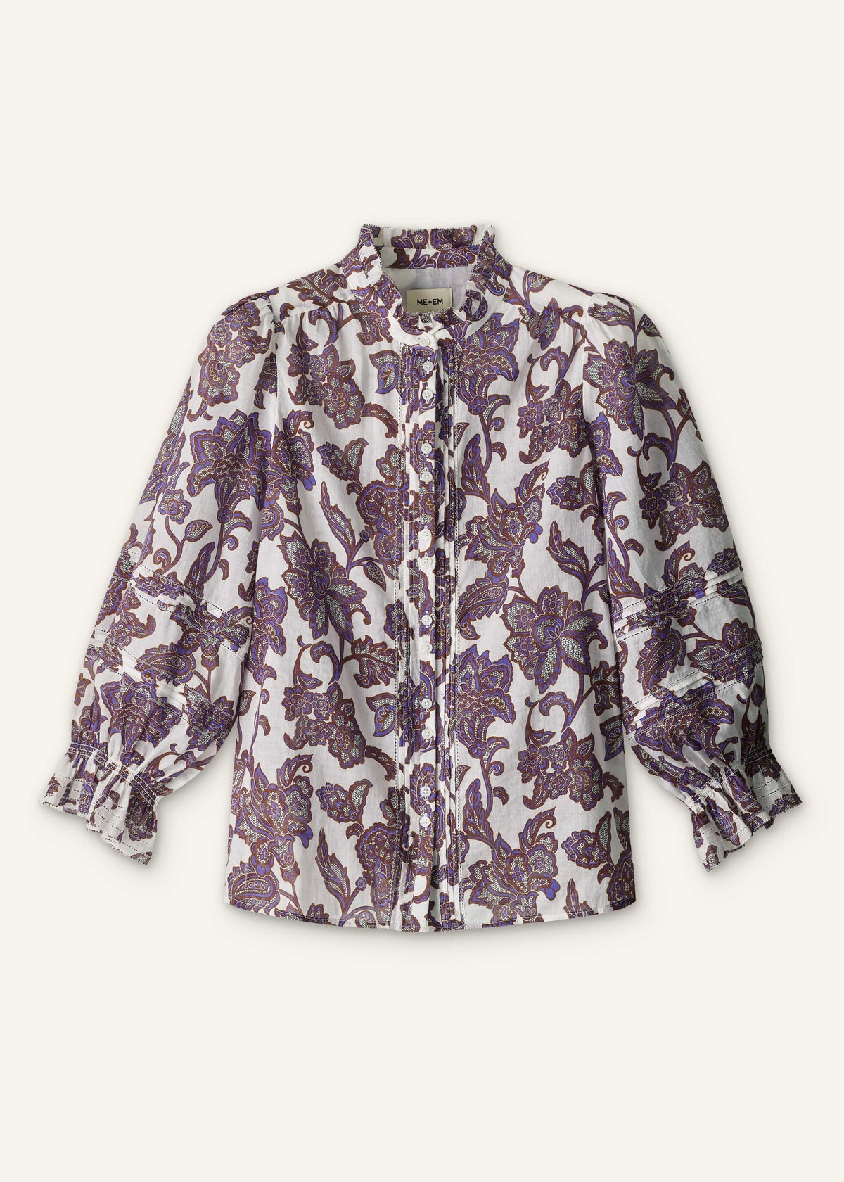 ME+EM Cream Floral Print Blouse