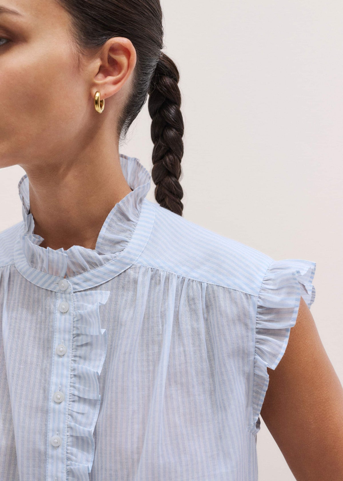ME+EM ME+EM's Blue Soft Stripe Blouse