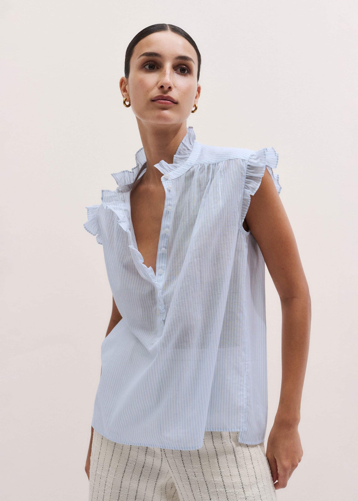 ME+EM ME+EM's Blue Soft Stripe Blouse