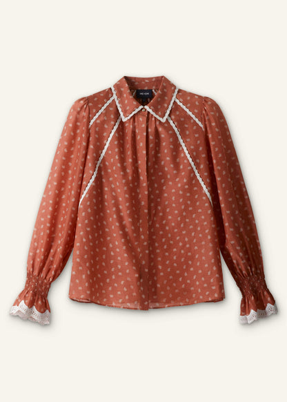 ME+EM Orange Spaced Paisley Motif Print Blouse