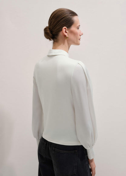 ME+EM Cream Fluid Sleeve Layering Blouse