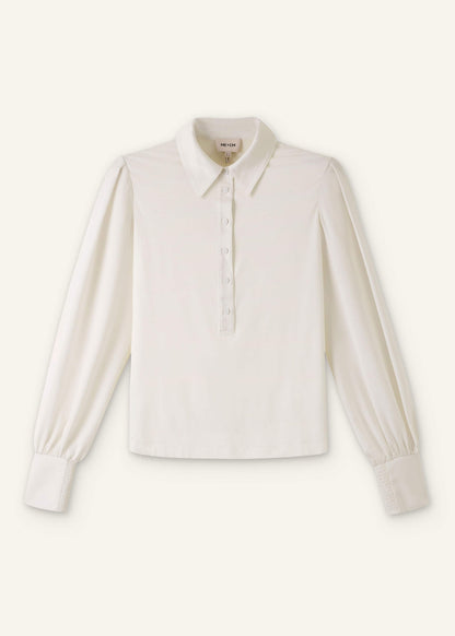 ME+EM Cream Fluid Sleeve Layering Blouse