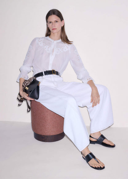 ME+EM White Floral Embroidery Blouse