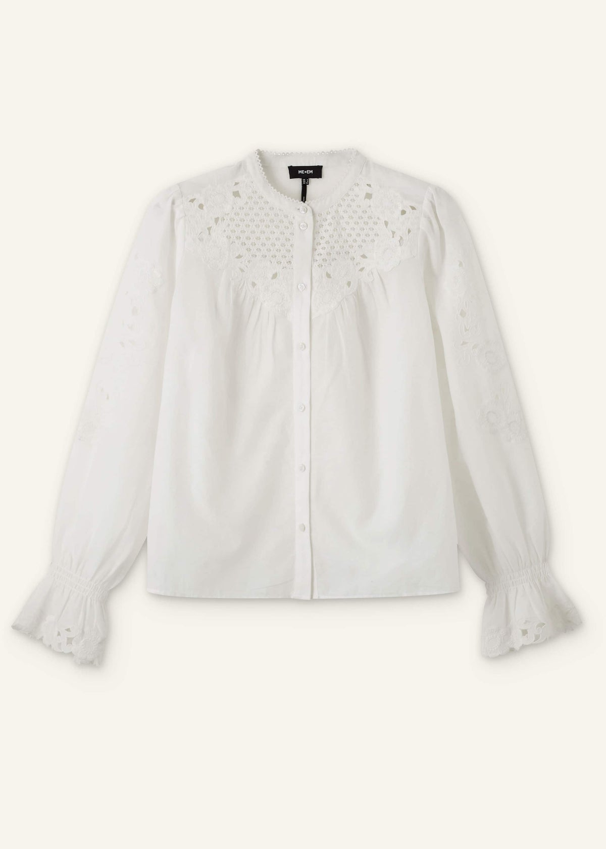 ME+EM White Floral Embroidery Blouse