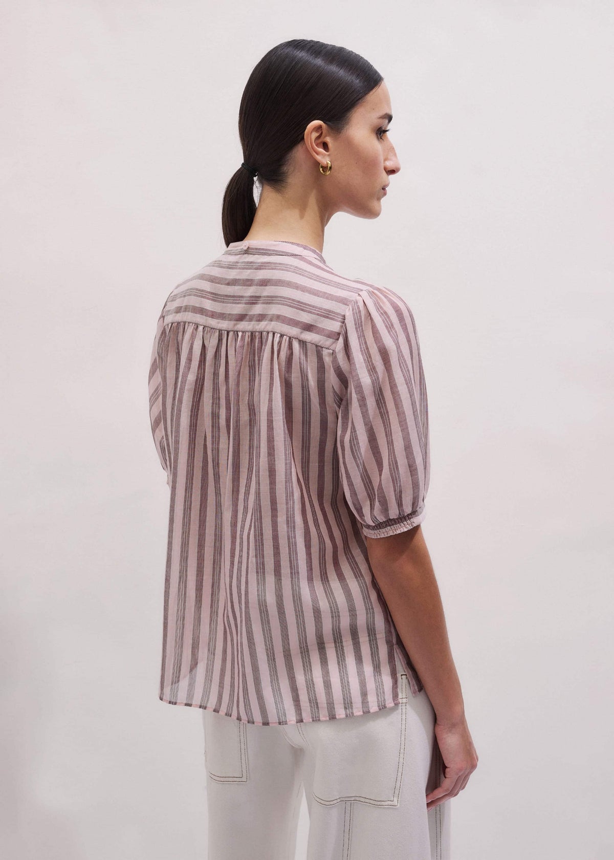 ME+EM Pink Soft Stripe Blouse