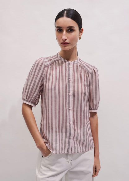 ME+EM Pink Soft Stripe Blouse