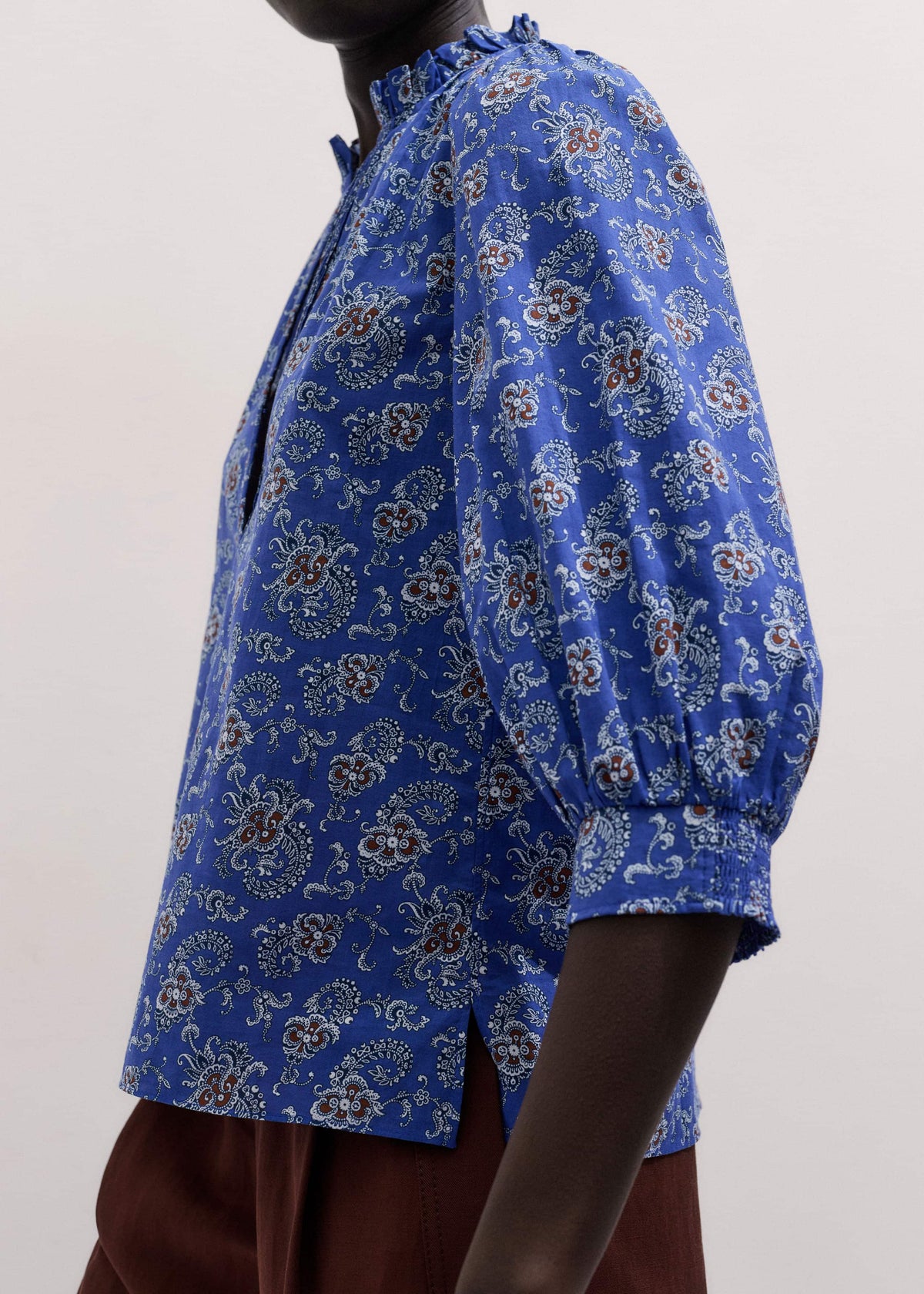 ME+EM Blue Paisley Print Straight Blouse