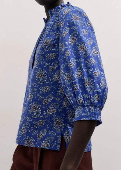 ME+EM Blue Paisley Print Straight Blouse
