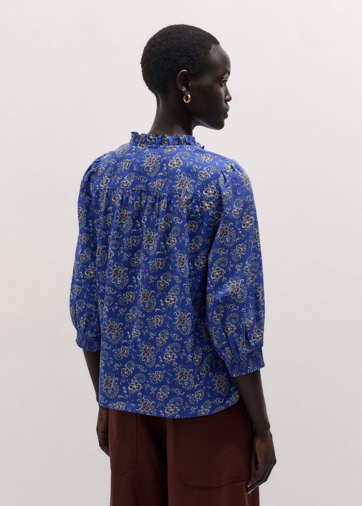 ME+EM Blue Paisley Print Straight Blouse
