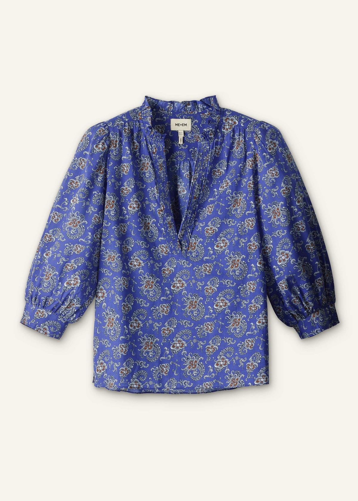 ME+EM Blue Paisley Print Straight Blouse