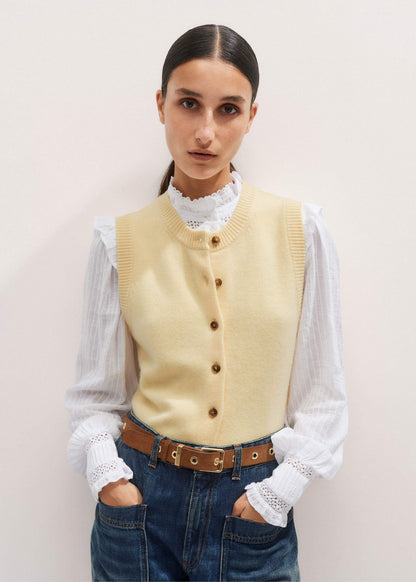 ME+EM White Cotton + Lace Trim Blouse