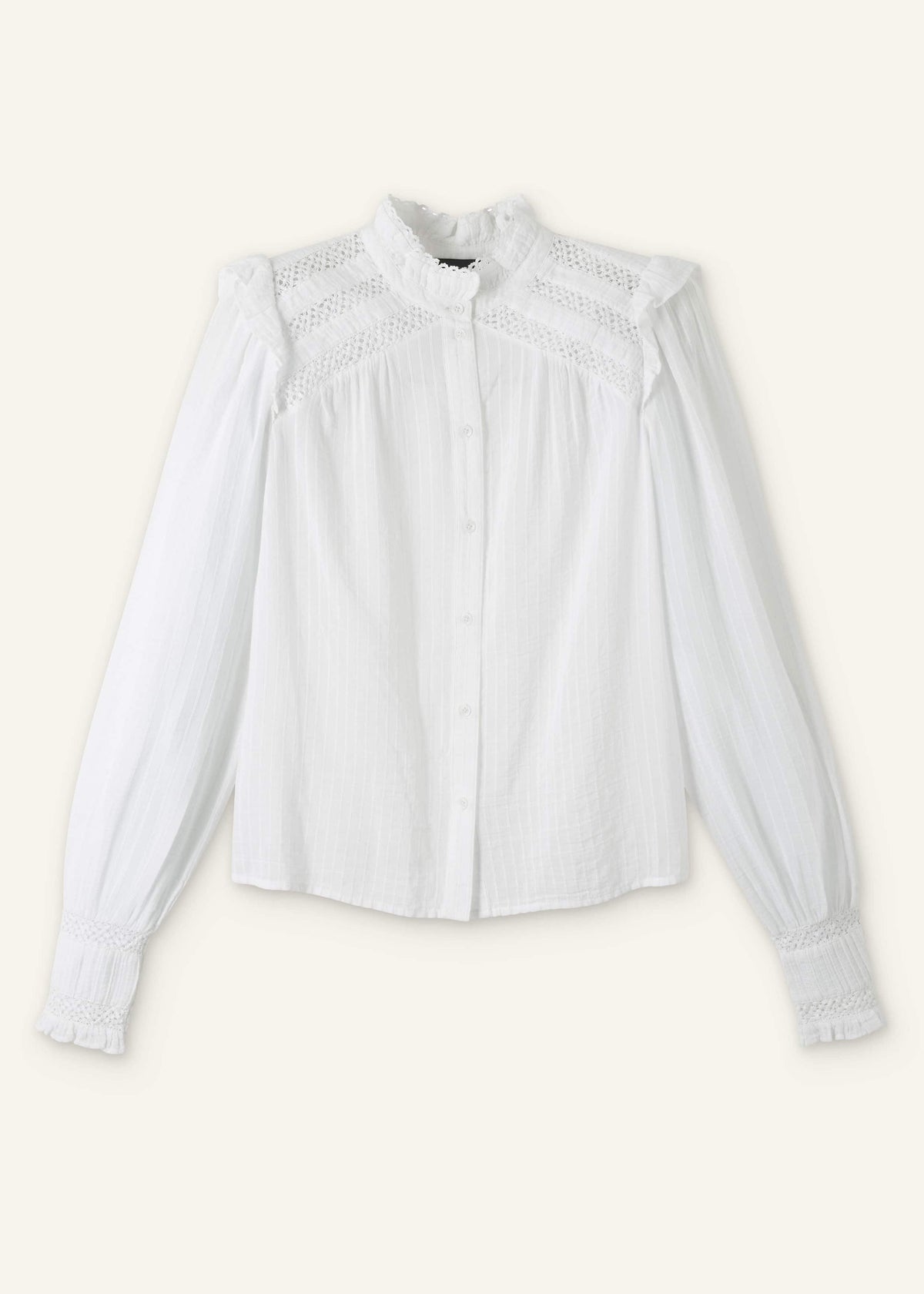 ME+EM White Cotton + Lace Trim Blouse