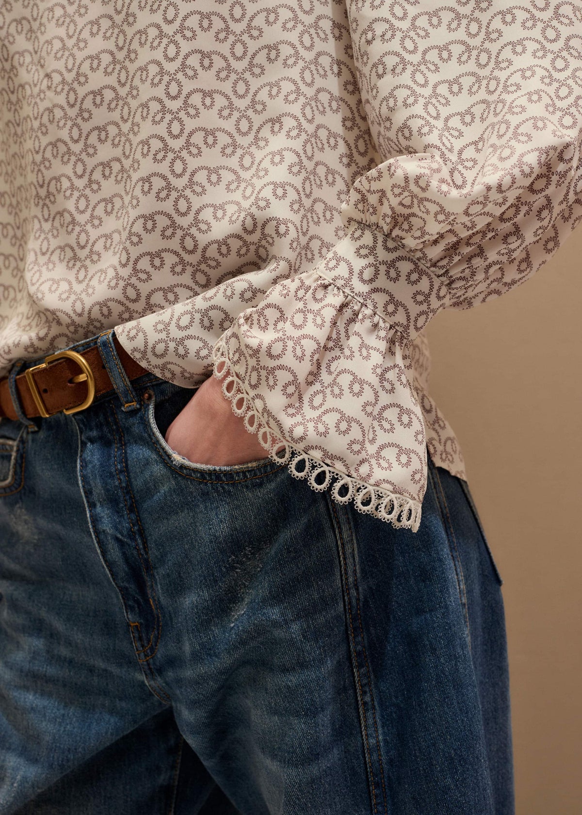 ME+EM Cream Silk Delicate Cowl Neck Blouse