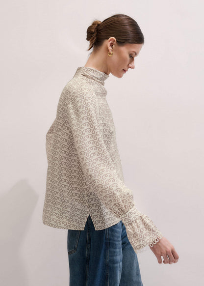 ME+EM Cream Silk Delicate Cowl Neck Blouse