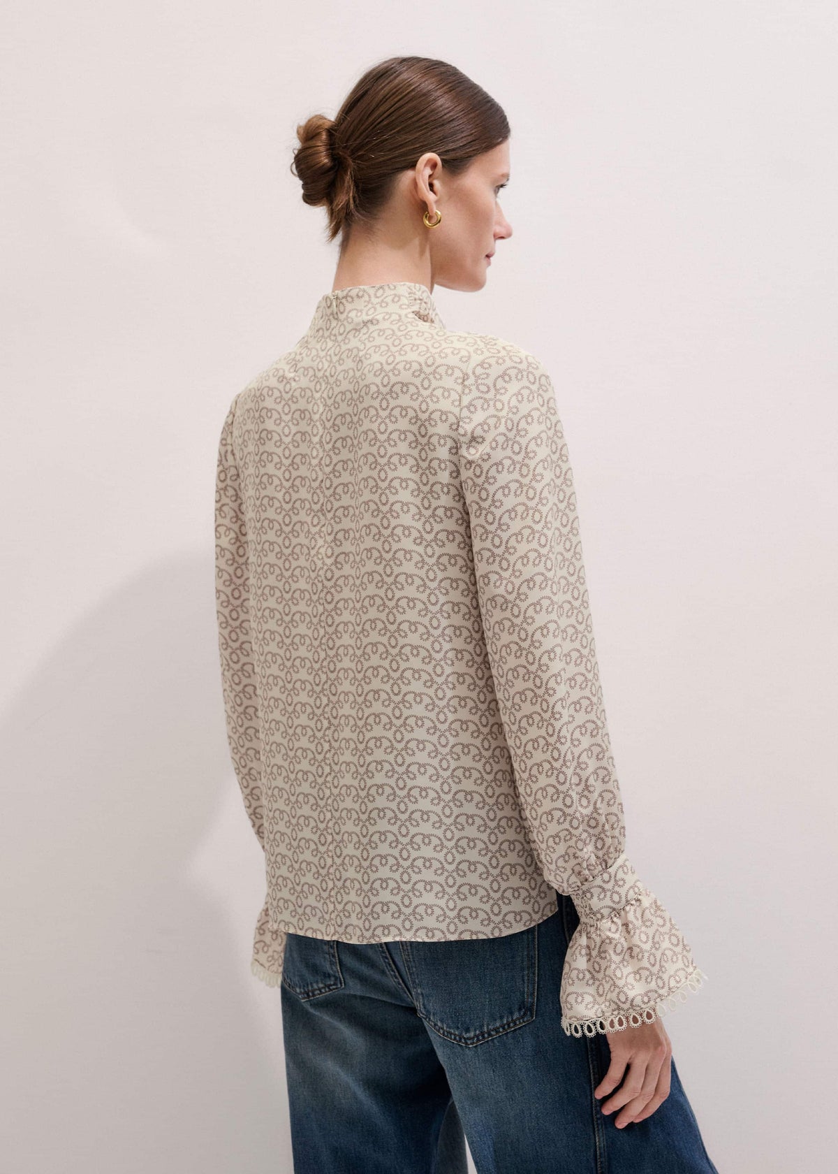 ME+EM Cream Silk Delicate Cowl Neck Blouse