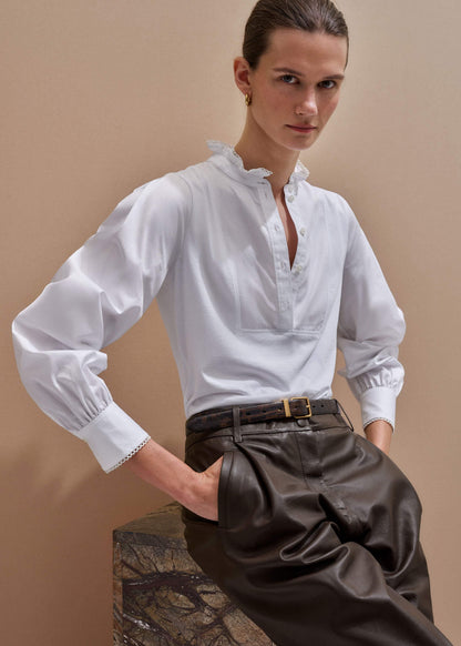 ME+EM White Frill Neck Layering Blouse