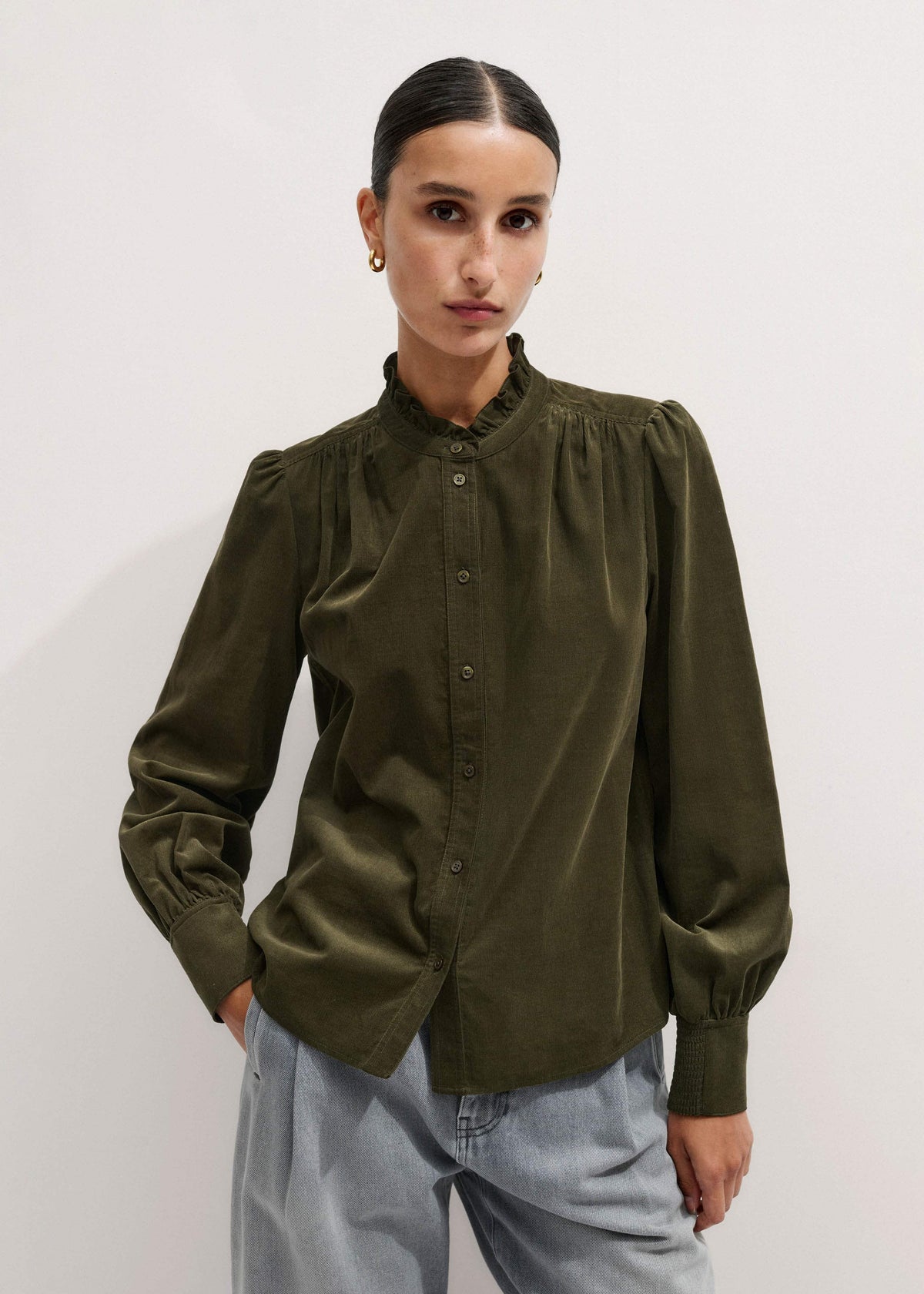 ME+EM Olive Green Winter Blouse