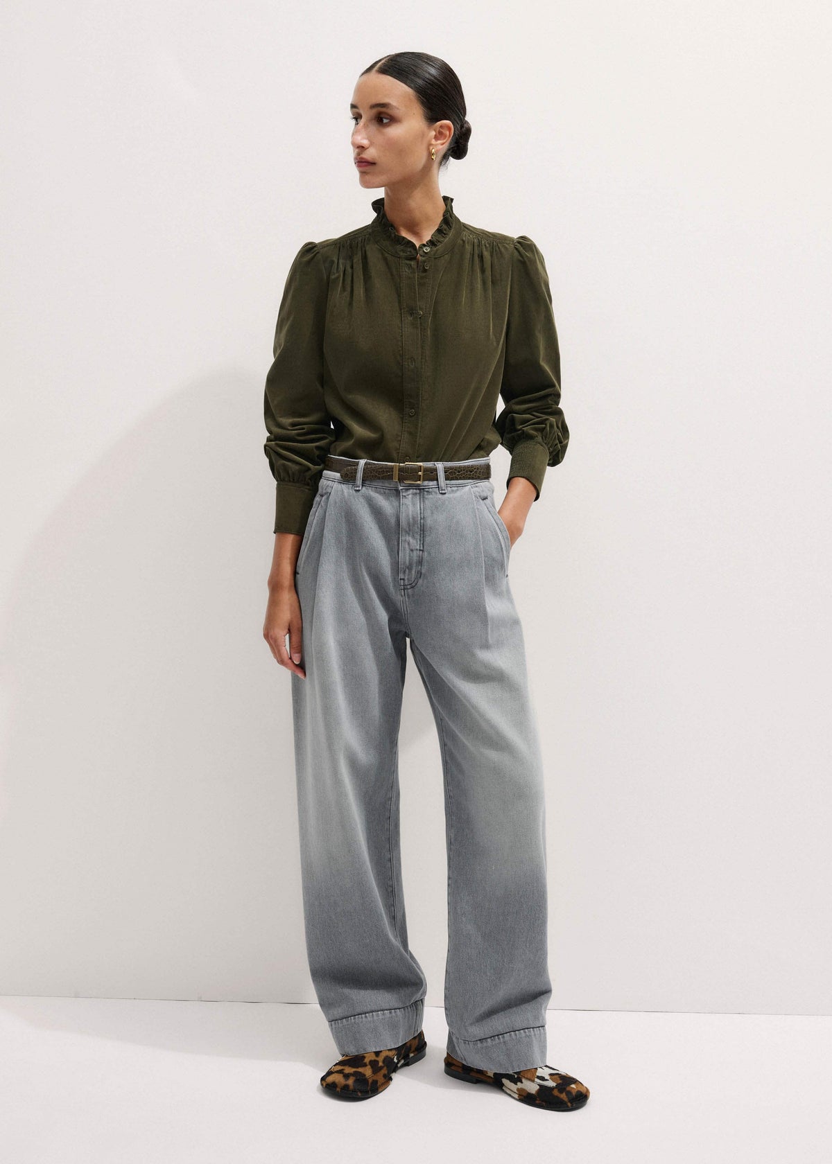 ME+EM Olive Green Winter Blouse