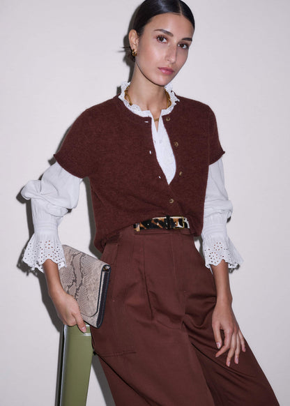 ME+EM White Cotton Voile Broderie Layering Blouse
