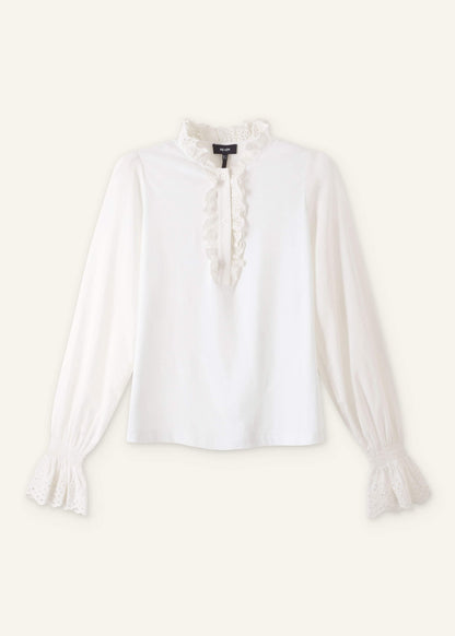 ME+EM White Cotton Voile Broderie Layering Blouse
