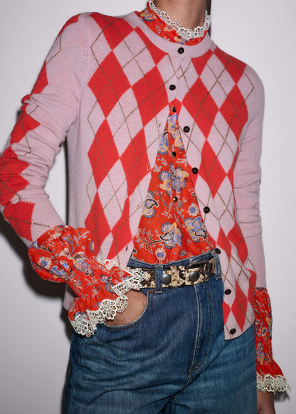 ME+EM Orange Ornate Floral Paisley Print Blouse
