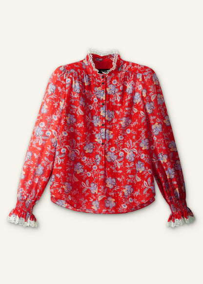ME+EM Orange Ornate Floral Paisley Print Blouse