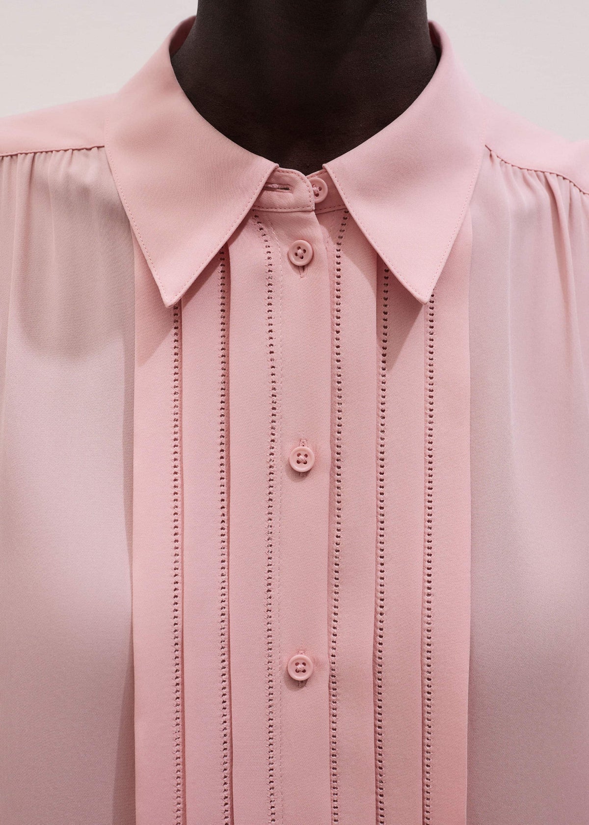 ME+EM Pink Silk Feminine Embroidered Fluid Straight Blouse