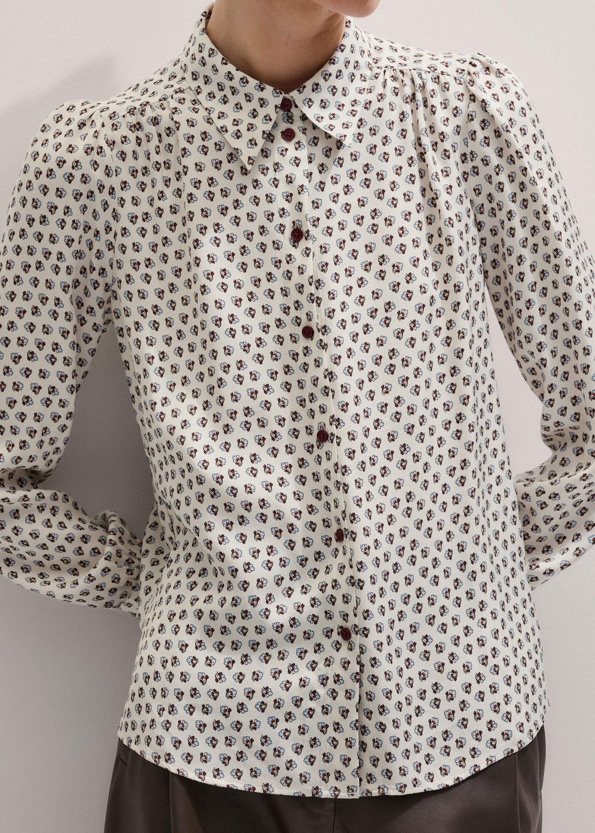 ME+EM Cream Micro Paisley Print Blouse + Tie