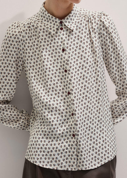 ME+EM Cream Micro Paisley Print Blouse + Tie