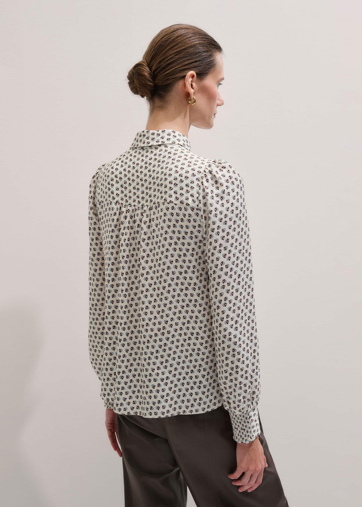 ME+EM Cream Micro Paisley Print Blouse + Tie